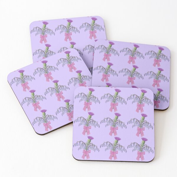 Item preview, Thistle & Bluebell Meadows Garland on Lilac Background. Wildflower designed and sold by All About Playfulness by Saras Feijoo.