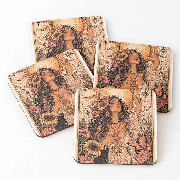 Item preview, The Sun Tarot Card – Feminine Mystical Tarot Aesthetic Design designed and sold by CosmicCutouts.