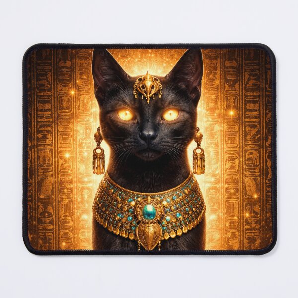 Item preview, Mystical Egyptian Black Cat Goddess Bastet Golden Ancient Egypt Art designed and sold by Queen Cleopatra.
