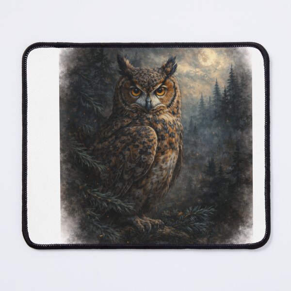 Item preview, Moonlit Forest Owl – Mystical Woodland Painting designed and sold by SamEmbersLiving.