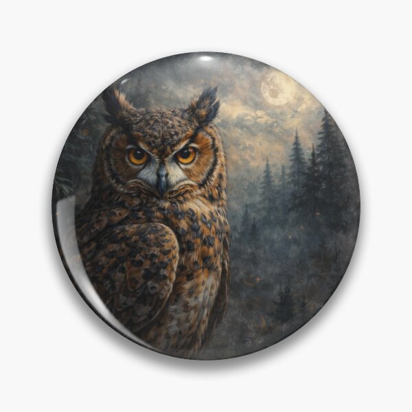 Item preview, Moonlit Forest Owl – Mystical Woodland Painting designed and sold by SamEmbersLiving.