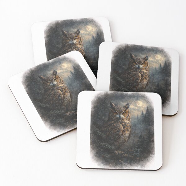 Item preview, Moonlit Forest Owl – Mystical Woodland Painting designed and sold by SamEmbersLiving.