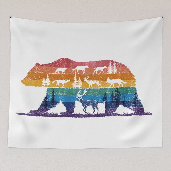 Item preview, Colorful bear silhouette designed and sold by anytka.