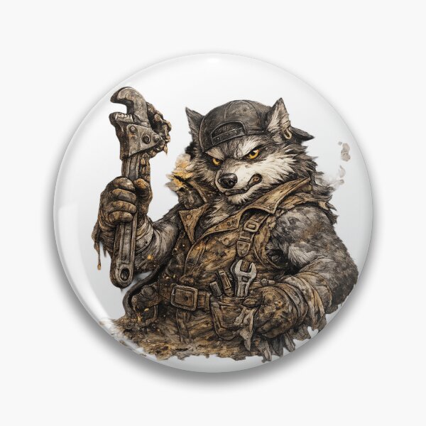Item preview, Brutal Wolf Mechanic – Hand Drawn Colored Pencil Sticker Illustration designed and sold by Felixuss.