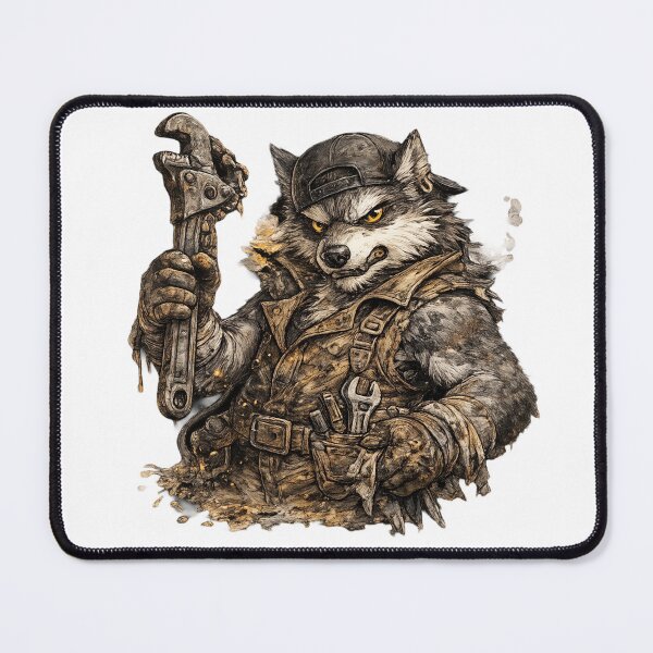 Item preview, Brutal Wolf Mechanic – Hand Drawn Colored Pencil Sticker Illustration designed and sold by Felixuss.