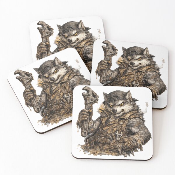 Item preview, Brutal Wolf Mechanic – Hand Drawn Colored Pencil Sticker Illustration designed and sold by Felixuss.