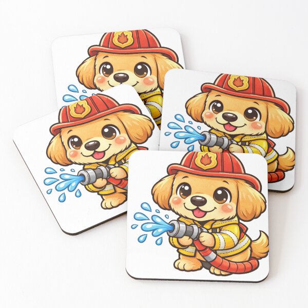 Item preview, Cute Golden Retriever Puppy Firefighter Hero Art designed and sold by LegatoDesigne.