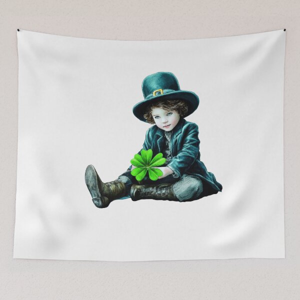 Item preview, Cute vintage leprechaun boy with shamrock St Patrick’s Day illustration designed and sold by olenapetol.