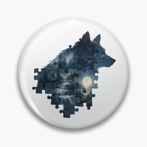 Item preview, Moonlit Forest Wolf Puzzle – Cosmic Night Nature Wolf Silhouette designed and sold by GeoWild Designs.