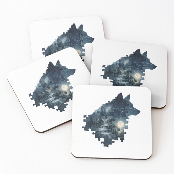 Item preview, Moonlit Forest Wolf Puzzle – Cosmic Night Nature Wolf Silhouette designed and sold by GeoWild Designs.