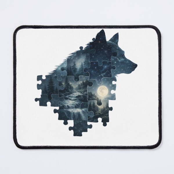 Item preview, Moonlit Forest Wolf Puzzle – Cosmic Night Nature Wolf Silhouette designed and sold by GeoWild Designs.