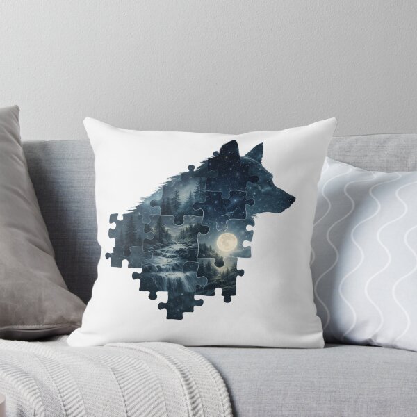 Item preview, Moonlit Forest Wolf Puzzle – Cosmic Night Nature Wolf Silhouette designed and sold by GeoWild Designs.