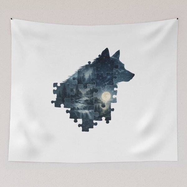 Item preview, Moonlit Forest Wolf Puzzle – Cosmic Night Nature Wolf Silhouette designed and sold by GeoWild Designs.