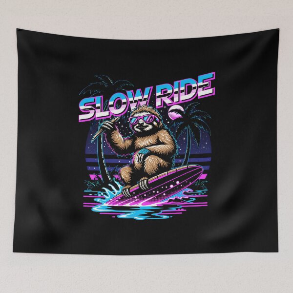 Item preview, Slow Ride Retro Sloth Synthwave Surfing 80s Aesthetic designed and sold by AmazingViews.