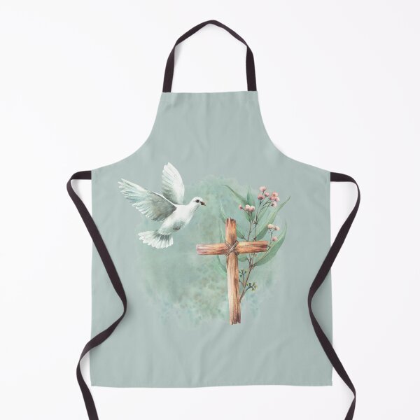 Item preview, Copy of Flying white dove with wooden rustic cross and Eucalyptus branches. Religion watercolor painting designed and sold by BartolArt.