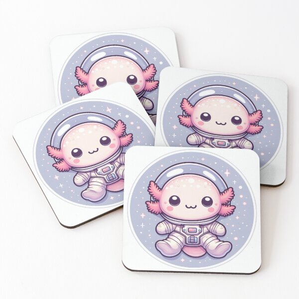 Item preview, Kawaii Axolotl Astronaut – Cute Space Explorer Cartoon designed and sold by Mitaudesign.