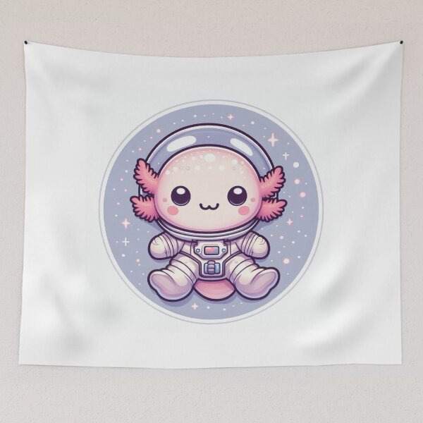 Item preview, Kawaii Axolotl Astronaut – Cute Space Explorer Cartoon designed and sold by Mitaudesign.