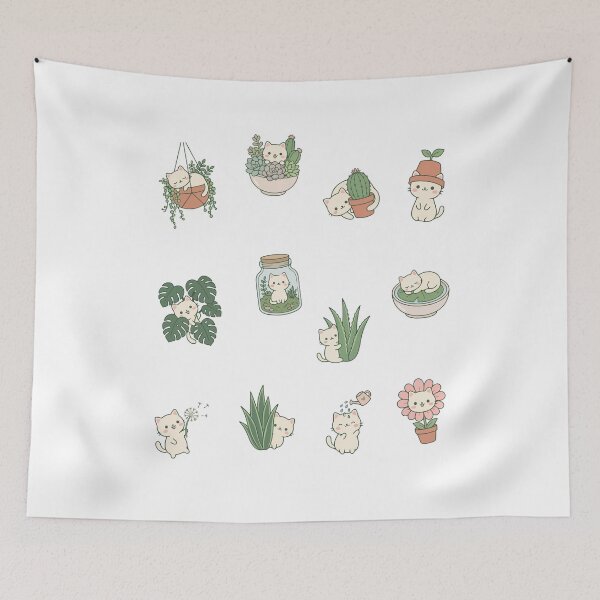 Item preview, Cute Kawaii Plant Cat Sticker Pack - Aesthetic Houseplant Kitty Bundle designed and sold by AliveStyle.