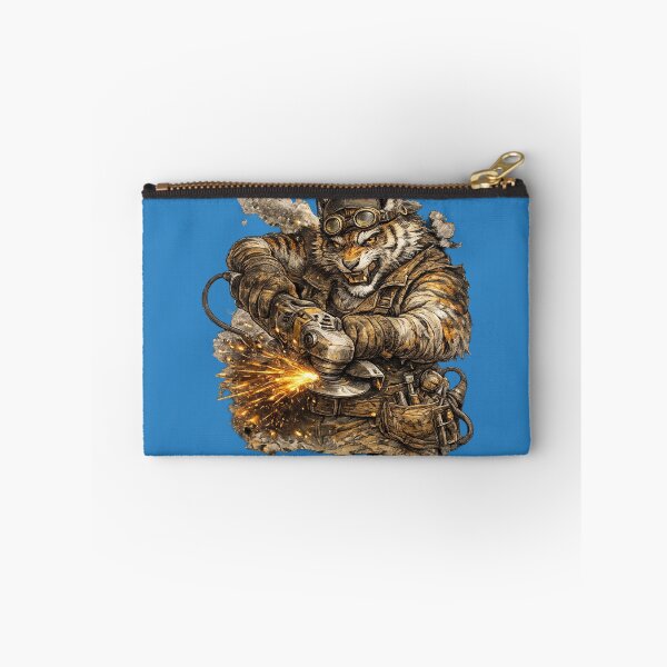 Item preview, Brutal Tiger Mechanic with Angle Grinder – Hand Drawn Colored Pencil Sticker Illustration designed and sold by Felixuss.