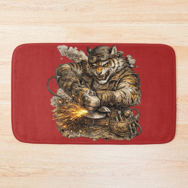 Item preview, Brutal Tiger Mechanic with Angle Grinder – Hand Drawn Colored Pencil Sticker Illustration designed and sold by Felixuss.