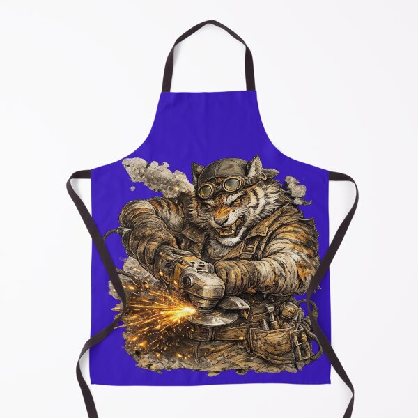 Item preview, Brutal Tiger Mechanic with Angle Grinder – Hand Drawn Colored Pencil Sticker Illustration designed and sold by Felixuss.