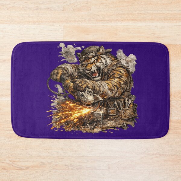 Item preview, Brutal Tiger Mechanic with Angle Grinder – Hand Drawn Colored Pencil Sticker Illustration designed and sold by Felixuss.