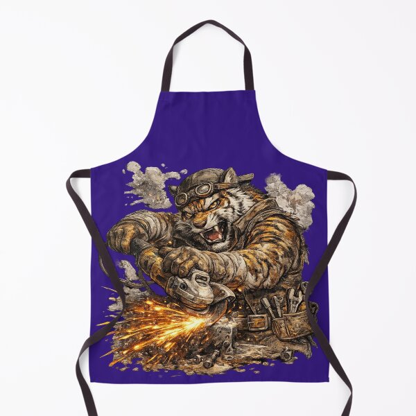 Item preview, Brutal Tiger Mechanic with Angle Grinder – Hand Drawn Colored Pencil Sticker Illustration designed and sold by Felixuss.