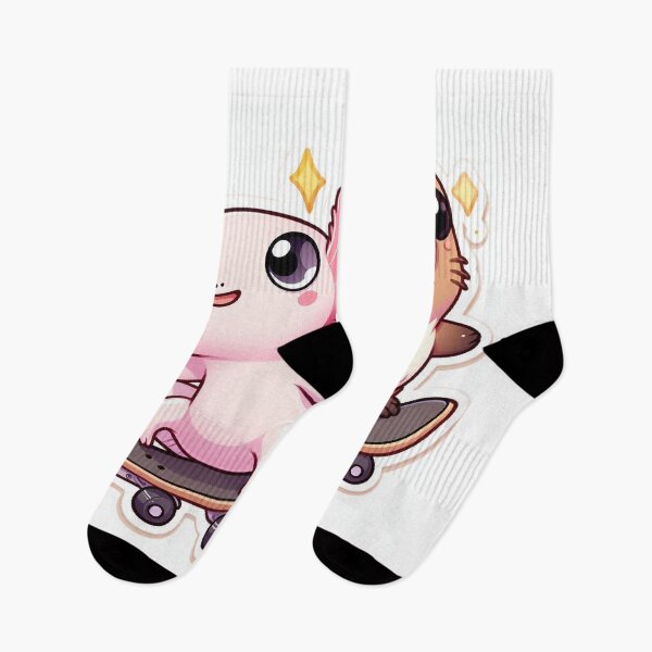 Item preview, Kawaii Axolotl & Capybara Skateboarding – Cute Pastel Cartoon designed and sold by Mitaudesign.