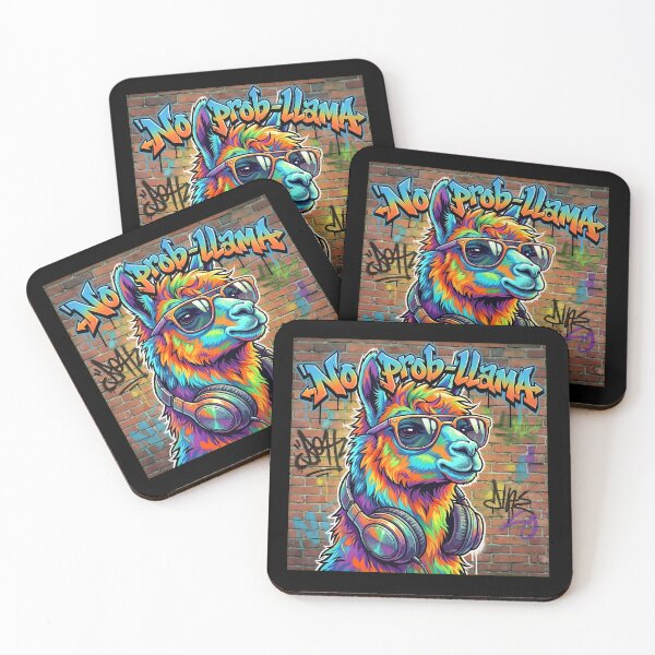 Item preview, No Prob-Llama Graffiti – Funny Street Art Llama with Headphones designed and sold by ArcticFoxStudio.