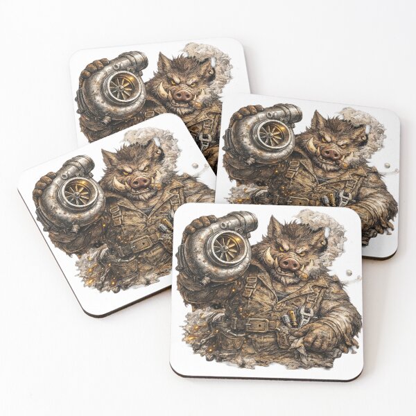 Item preview, Brutal Boar Mechanic with Turbocharger – Hand Drawn Colored Pencil Sticker Illustration designed and sold by Felixuss.