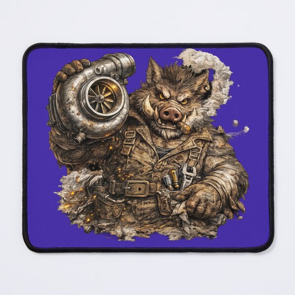 Item preview, Brutal Boar Mechanic with Turbocharger – Hand Drawn Colored Pencil Sticker Illustration designed and sold by Felixuss.