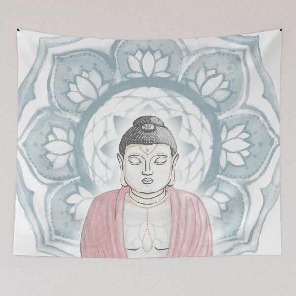 Item preview, Buddha Padma Watercolor - Dove Slate Rose - Peacock Halo designed and sold by Irene Estelle.