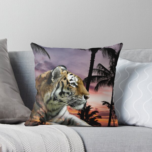 Artikelvorschau, Tropischer Tiger im violetten Sonnenuntergang entworfen und verkauft von MoodyMuseArt.