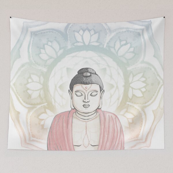 Item preview, Buddha Padma Watercolor - Dove Slate Rose - Rainbow Sorbet Halo designed and sold by Irene Estelle.