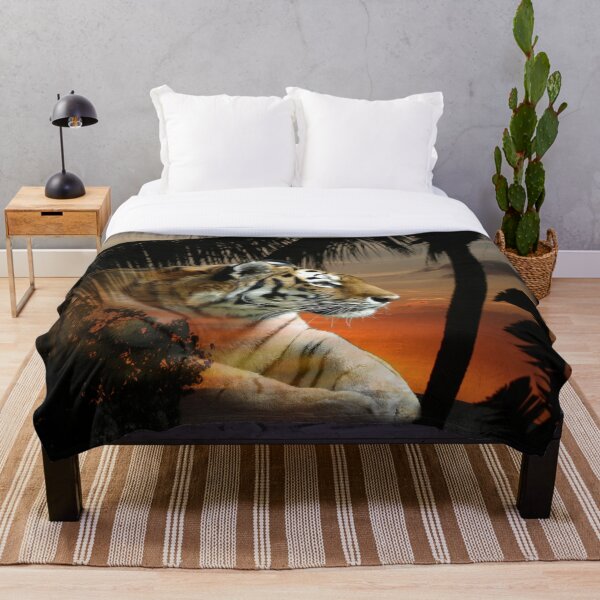Item preview, Tropical Tiger in Orange Sunset  designed and sold by MoodyMuseArt.