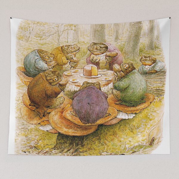 Item preview, Vintage Storybook Toad Tea Party Illustration for Whimsical Art Lovers designed and sold by RickE.