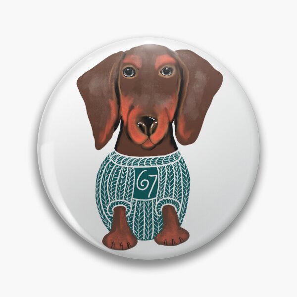 Item preview, Dachshund wearing a 6 7 jumper designed and sold by MeadowsAndInk.