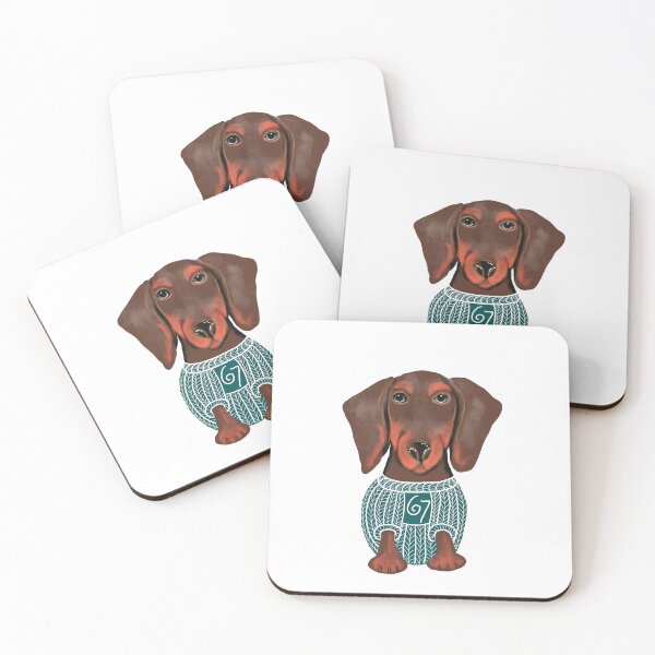 Item preview, Dachshund wearing a 6 7 jumper designed and sold by MeadowsAndInk.