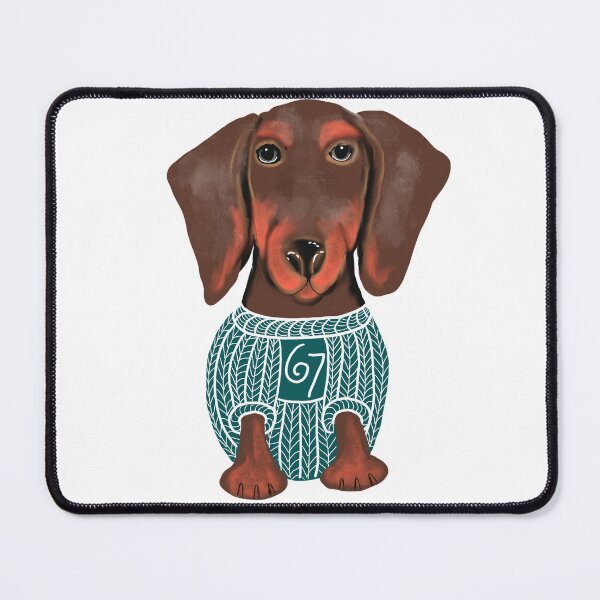 Item preview, Dachshund wearing a 6 7 jumper designed and sold by MeadowsAndInk.