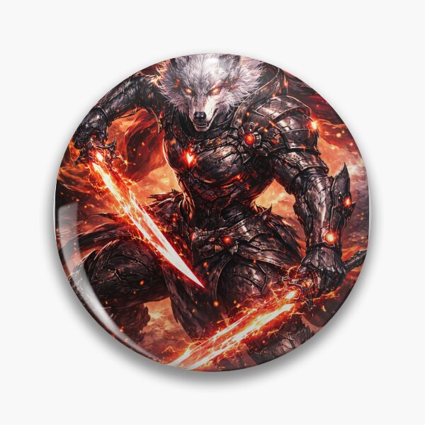 Item preview, Inferno Cyber Wolf Warrior – Fire Blade Werewolf Samurai designed and sold by CSOApparels.
