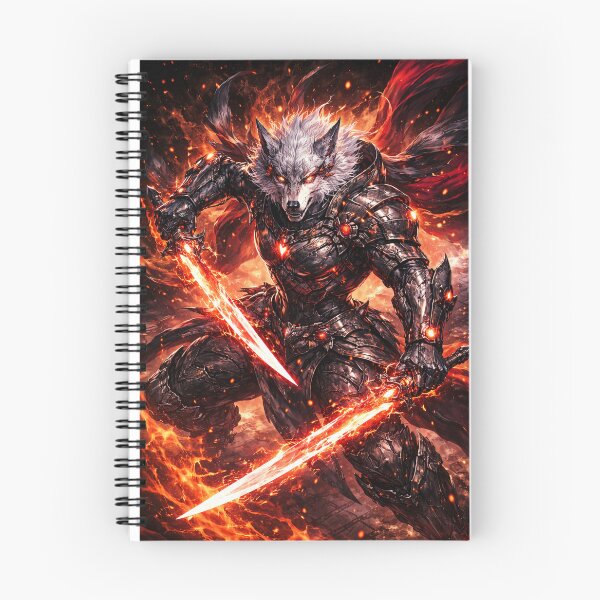 Item preview, Inferno Cyber Wolf Warrior – Fire Blade Werewolf Samurai designed and sold by CSOApparels.