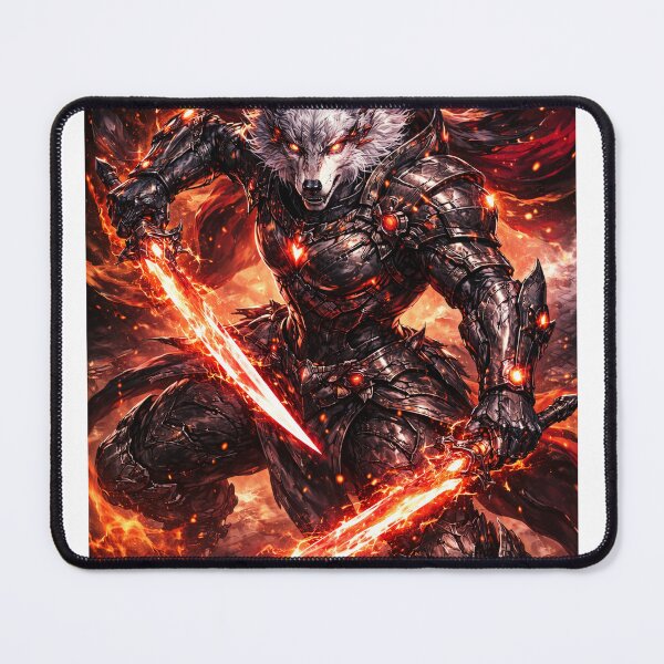 Item preview, Inferno Cyber Wolf Warrior – Fire Blade Werewolf Samurai designed and sold by CSOApparels.