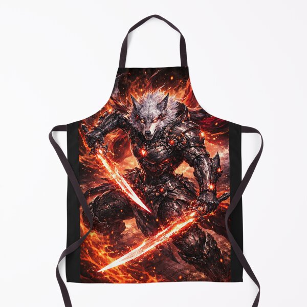 Item preview, Inferno Cyber Wolf Warrior – Fire Blade Werewolf Samurai designed and sold by CSOApparels.