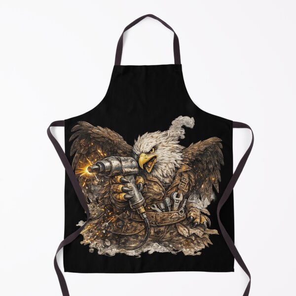 Item preview, Brutal Eagle Mechanic with Pneumatic Wrench – Hand Drawn Colored Pencil Sticker Illustration designed and sold by Felixuss.
