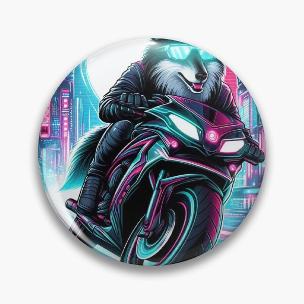 Item preview, Cyberpunk Wolf Rider – Neon Futuristic Motorcycle designed and sold by Mitaudesign.