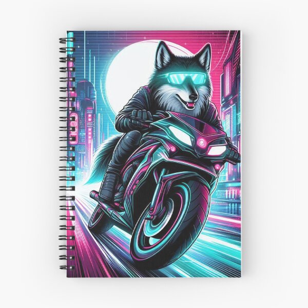 Item preview, Cyberpunk Wolf Rider – Neon Futuristic Motorcycle designed and sold by Mitaudesign.