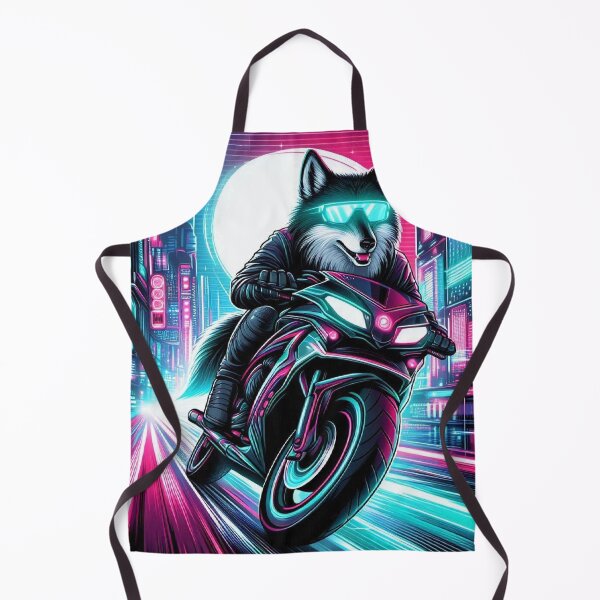 Item preview, Cyberpunk Wolf Rider – Neon Futuristic Motorcycle designed and sold by Mitaudesign.