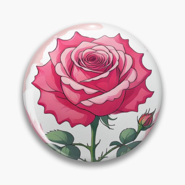 Item preview, Stylized Pink Rose with Bud – Floral Art designed and sold by Joyfulfabric.