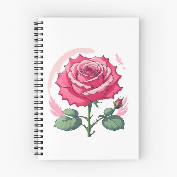 Item preview, Stylized Pink Rose with Bud – Floral Art designed and sold by Joyfulfabric.
