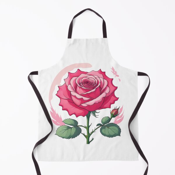 Item preview, Stylized Pink Rose with Bud – Floral Art designed and sold by Joyfulfabric.